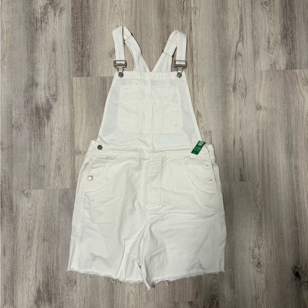TALL Gap White Denim Short Overalls Shortalls